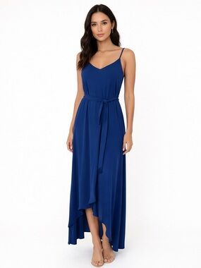 Sociology Royal Blue Spaghetti Strap High-Low Maxi Dress